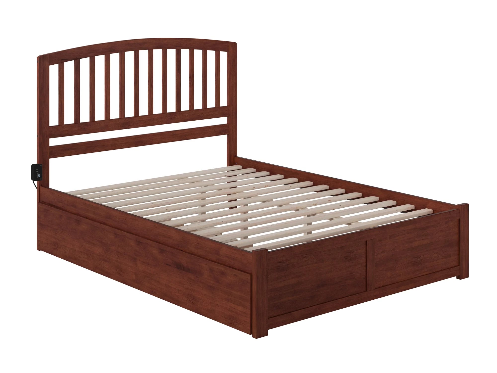 AFI Richmond King Solid Wood Platform Bed with Footboard and Twin XL Trundle in Walnut