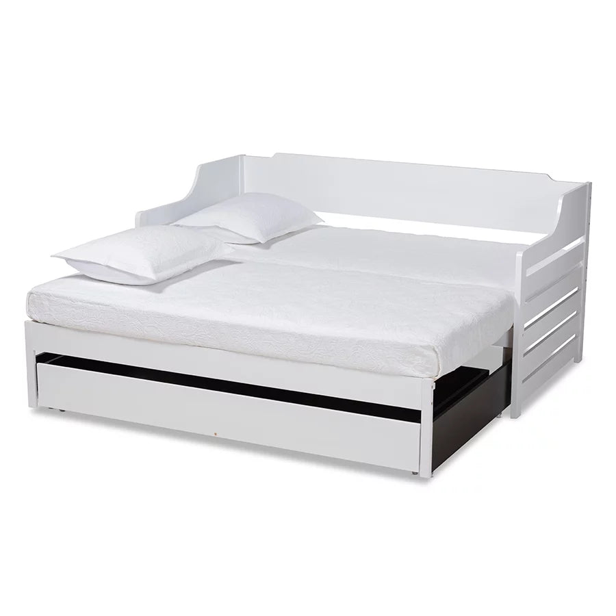 Baxton Studio Jameson Modern and Transitional White Finished Expandable Twin Size to King Size Daybed with Storage