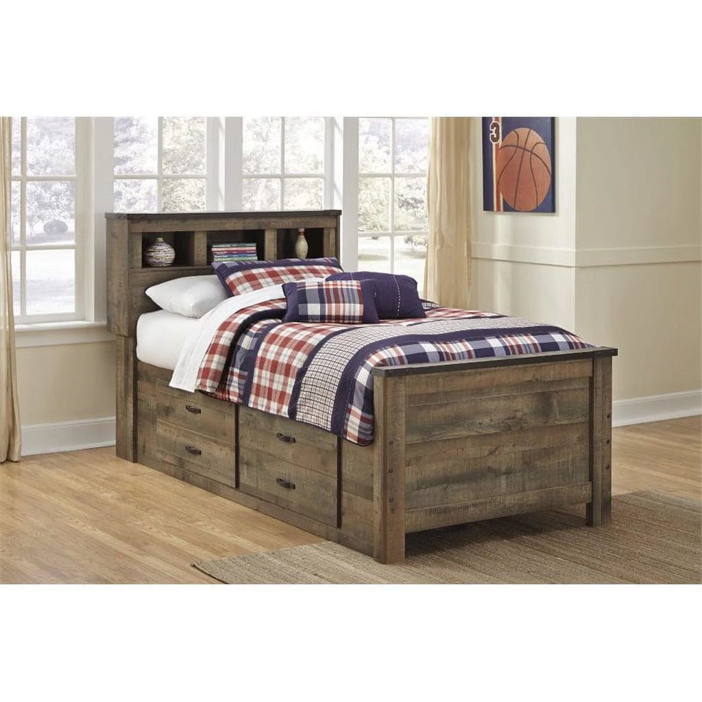 Ashley Furniture Trinell Twin Bed with Underbed Storage in Brown