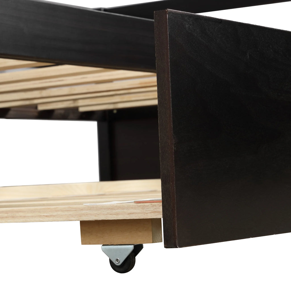 Adrinfly Daybed with Trundle Frame Set, Twin Size, Espresso