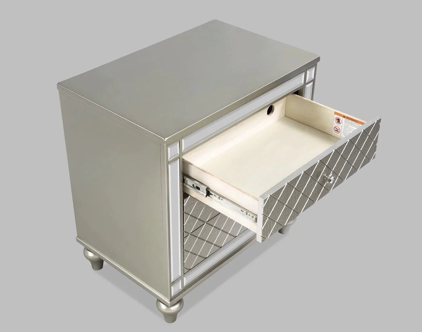 Beautiful Modern Glam Style 5pc California King Size LED Panel Bed and Storage Set