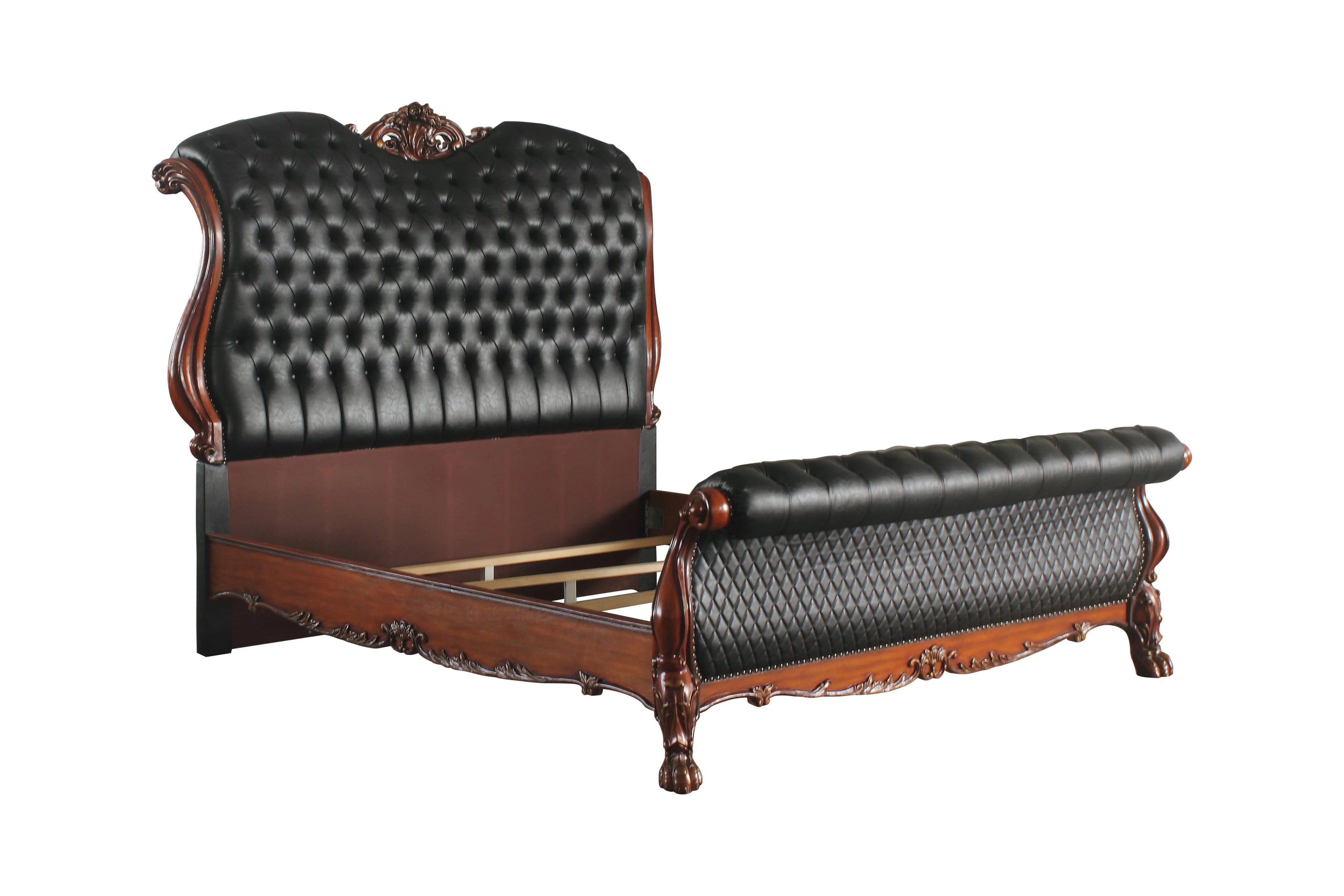 ACME Dresden Queen Bed in PU and Cherry Oak