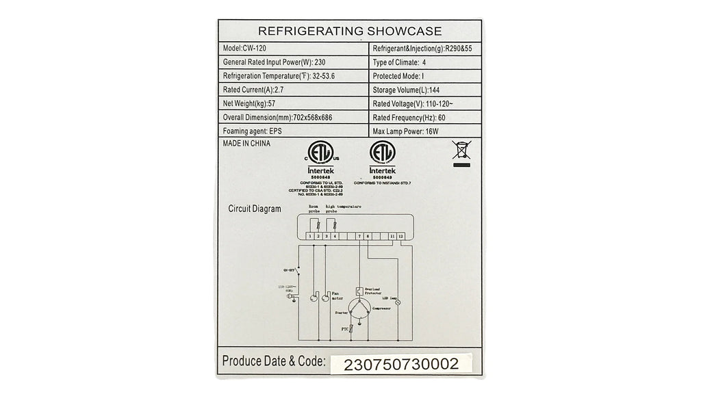 23 in. 4.2 Cu.Ft Countertop Refrigerator, Bakery Display Case, Commercial Refrigerator 23''x18.6''x22.5''