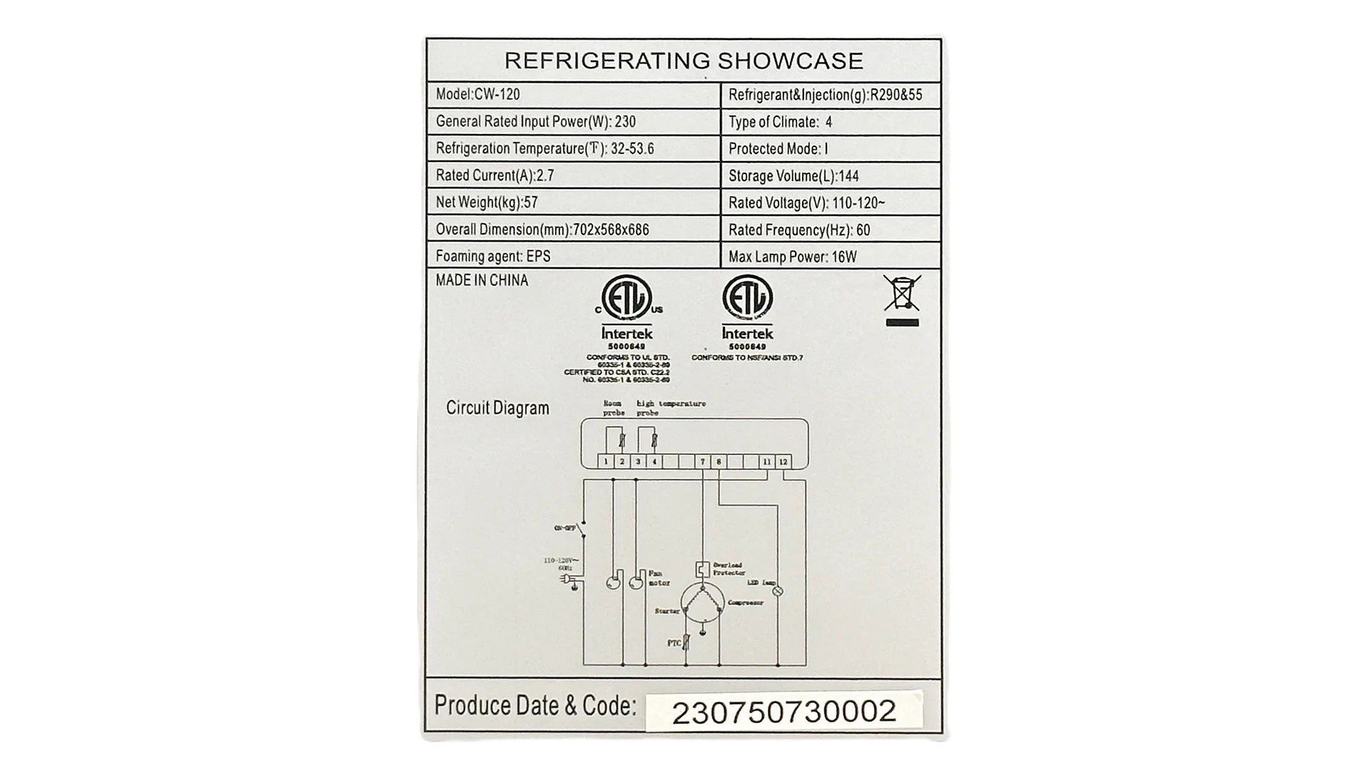 23 in. 4.2 Cu.Ft Countertop Refrigerator, Bakery Display Case, Commercial Refrigerator 23''x18.6''x22.5''