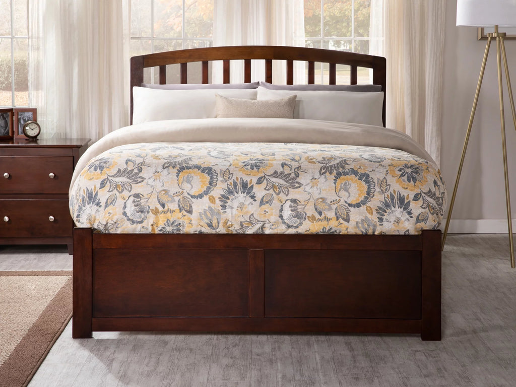 AFI Richmond King Solid Wood Platform Bed with Footboard and Twin XL Trundle in Walnut