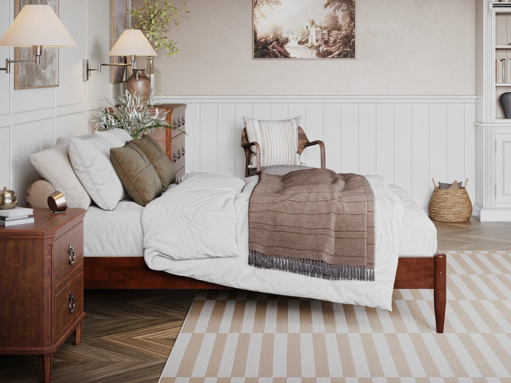 AFI Pasadena 14" Walnut Solid Wood Platform Bed, Full