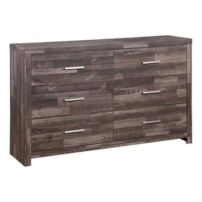 38 x 60 x 16 in. Dark Oak Solid Wood Six Drawers Double Dresser