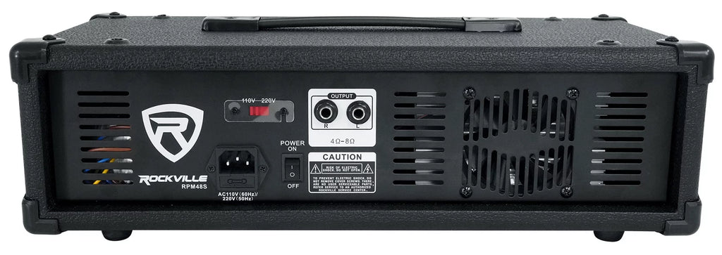 (2) Rockville SPGN154 15" 1600W DJ PA Speakers+Powered 4-Ch. Mixer+Stands+Cables