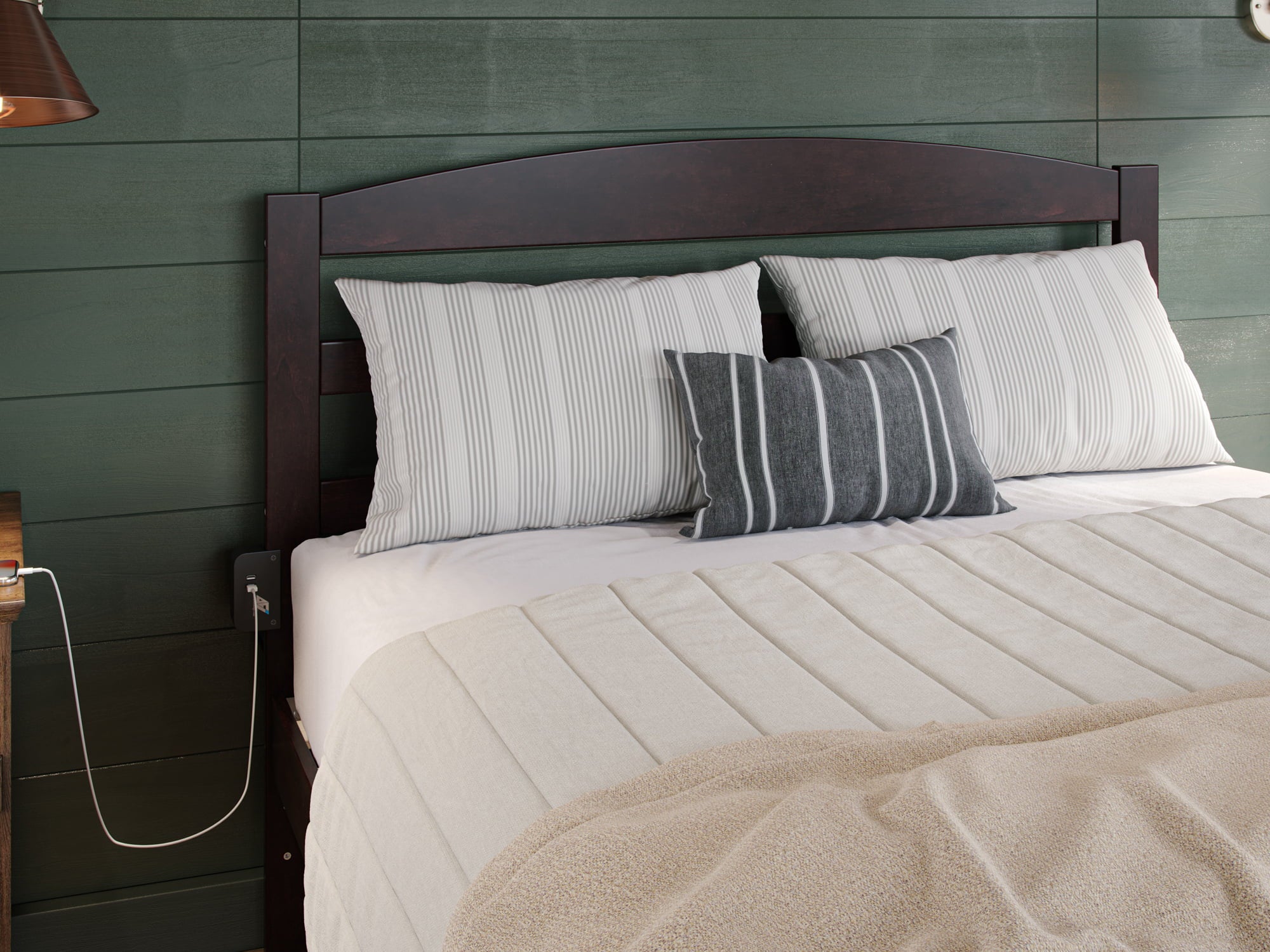 AFI Warren 14" Queen Wood Platform Bed Frame with Headboard and Footboard, Espresso