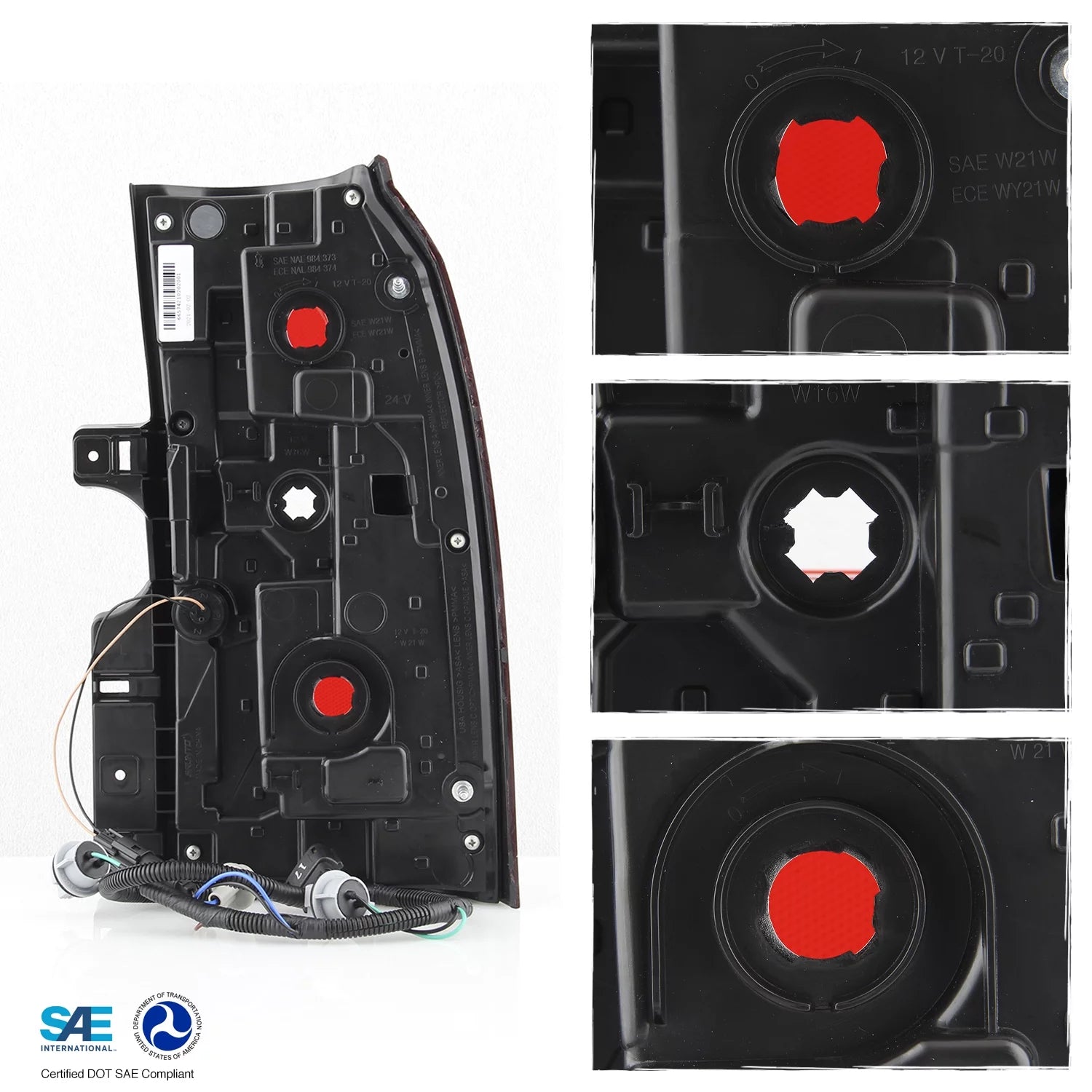 AKKON - Fits 2015-2020 Chevy Suburban Tahoe Pickup LED Running Chrome Red Tail Light Brake Lamp Outer Driver Left Replacement