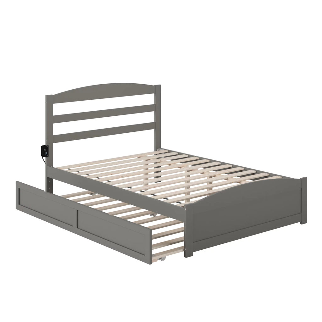 AFI Warren Solid Wood Full Bed w/ Footboard & Twin Trundle in Gray