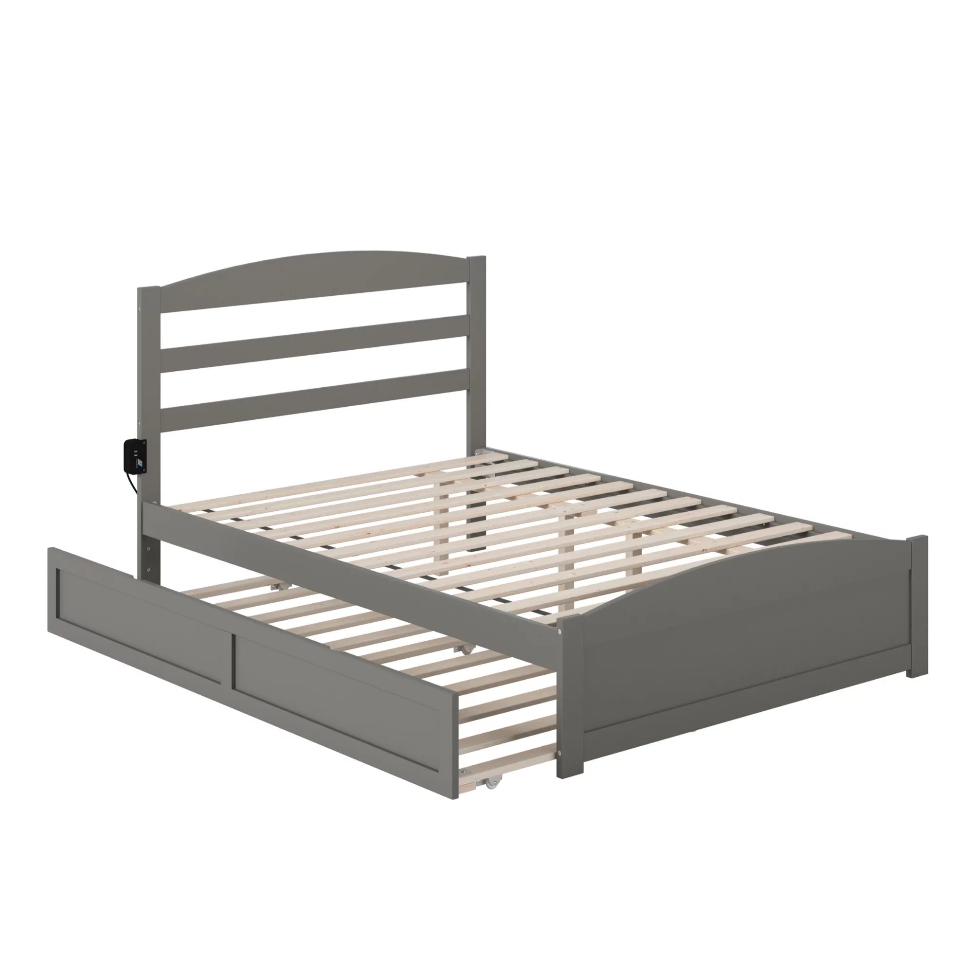 AFI Warren Solid Wood Full Bed w/ Footboard & Twin Trundle in Gray