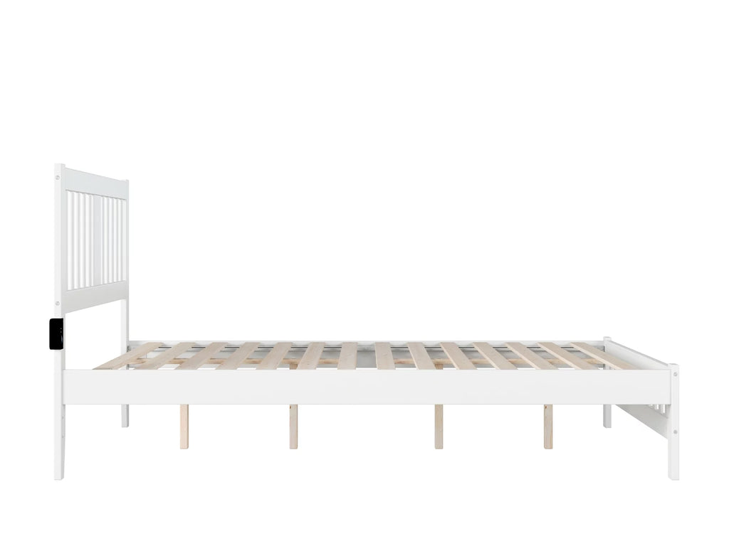 AFI Tahoe 14" Queen Wood Platform Bed with Slatted Headboard and Footboard, White