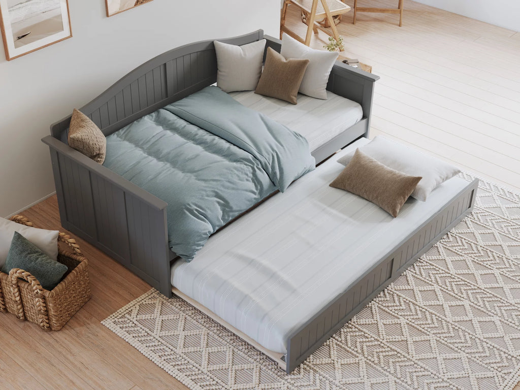 AFI Nantucket Wood Twin Size Daybed Frame with Twin Trundle Grey