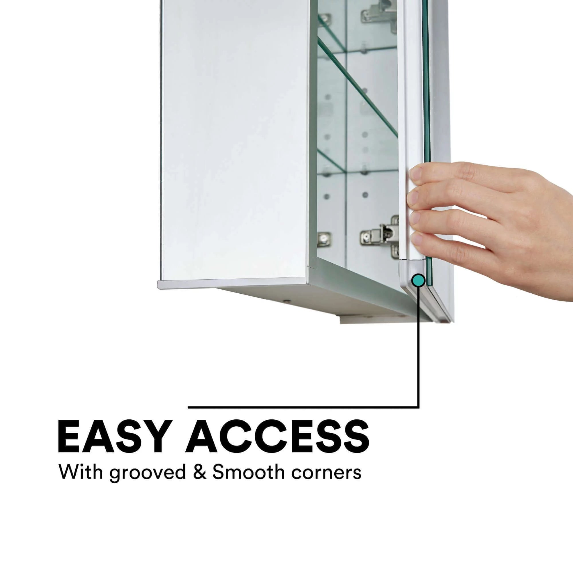 Bathroom Medicine Cabinet, Aluminum, Recessed/Surface Mount, 24" x 30", Left Hand Hinged, Mirrored w/LED