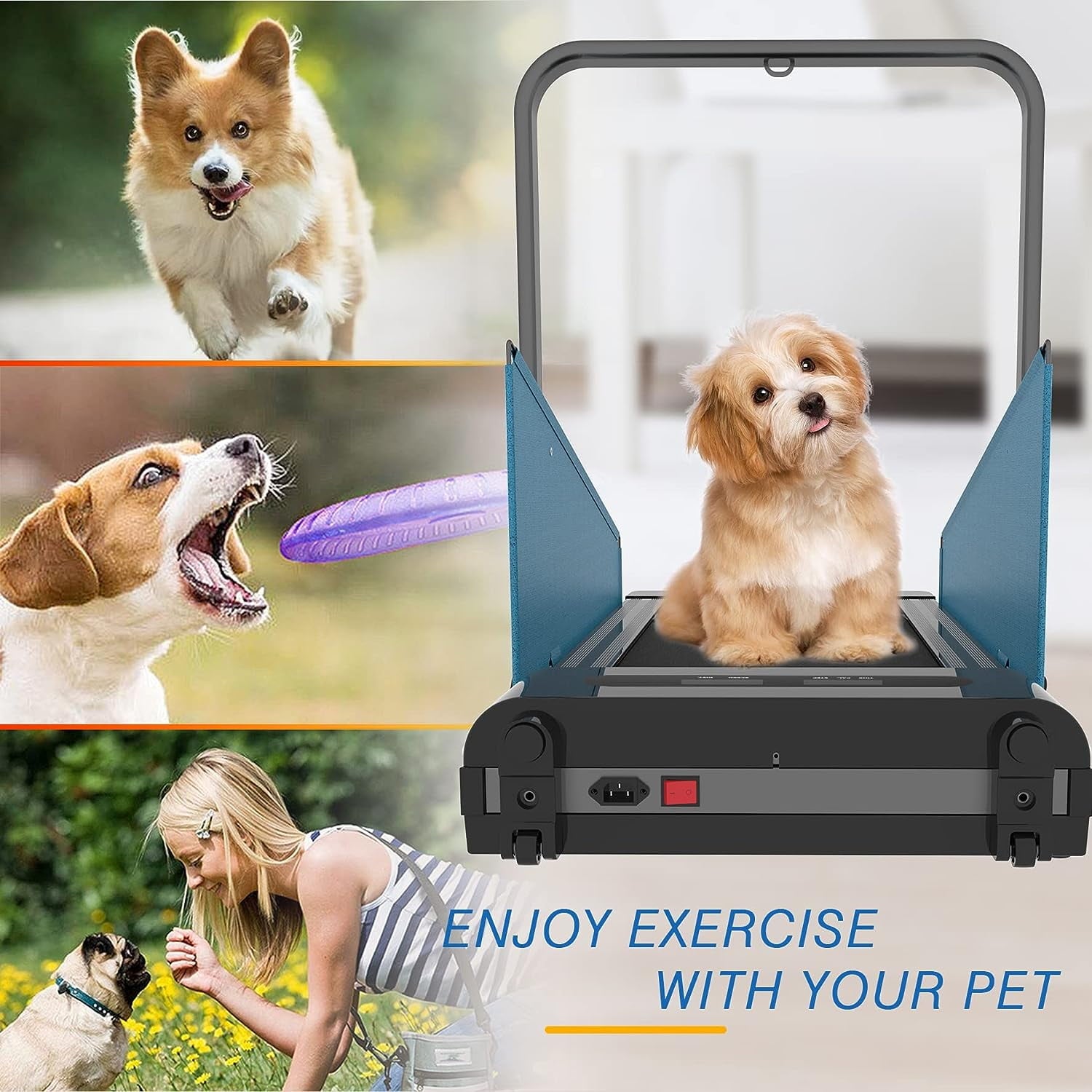 2-in-1 Dog Treadmill for Home - 220lbs Weight Capacity Folding Pet Training Machine Exercise Workout Foldable Running Machine Portable for Running Walking, Easy Installation