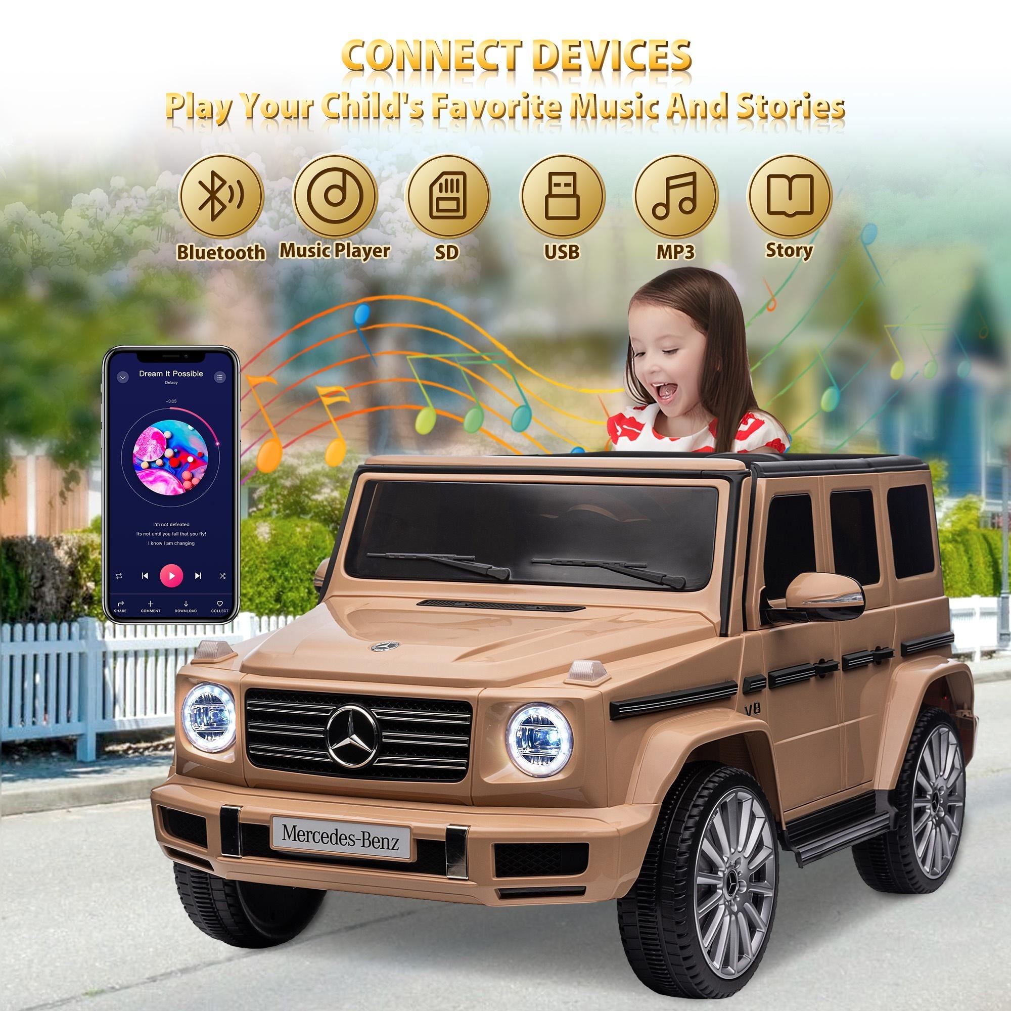 24V Ride on Car with Remote Control for Kids Mercedes Benz Ride on Car Toy for Boys and Girls 3-6 Years Old, Electric Vehicle, Bluetooth, LED Light, White