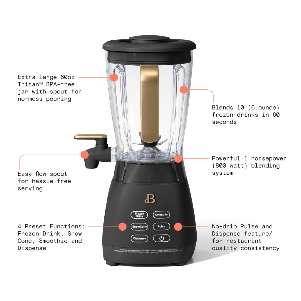 Beautiful Slush Crush 60 oz 4-Speed Frozen Drink Maker, White Icing by Drew Barrymore