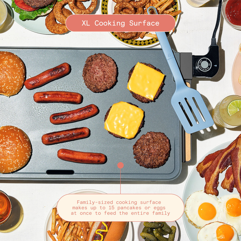 Beautiful XL Electric Griddle 12" x 22"- Non-Stick, White Icing by Drew Barrymore