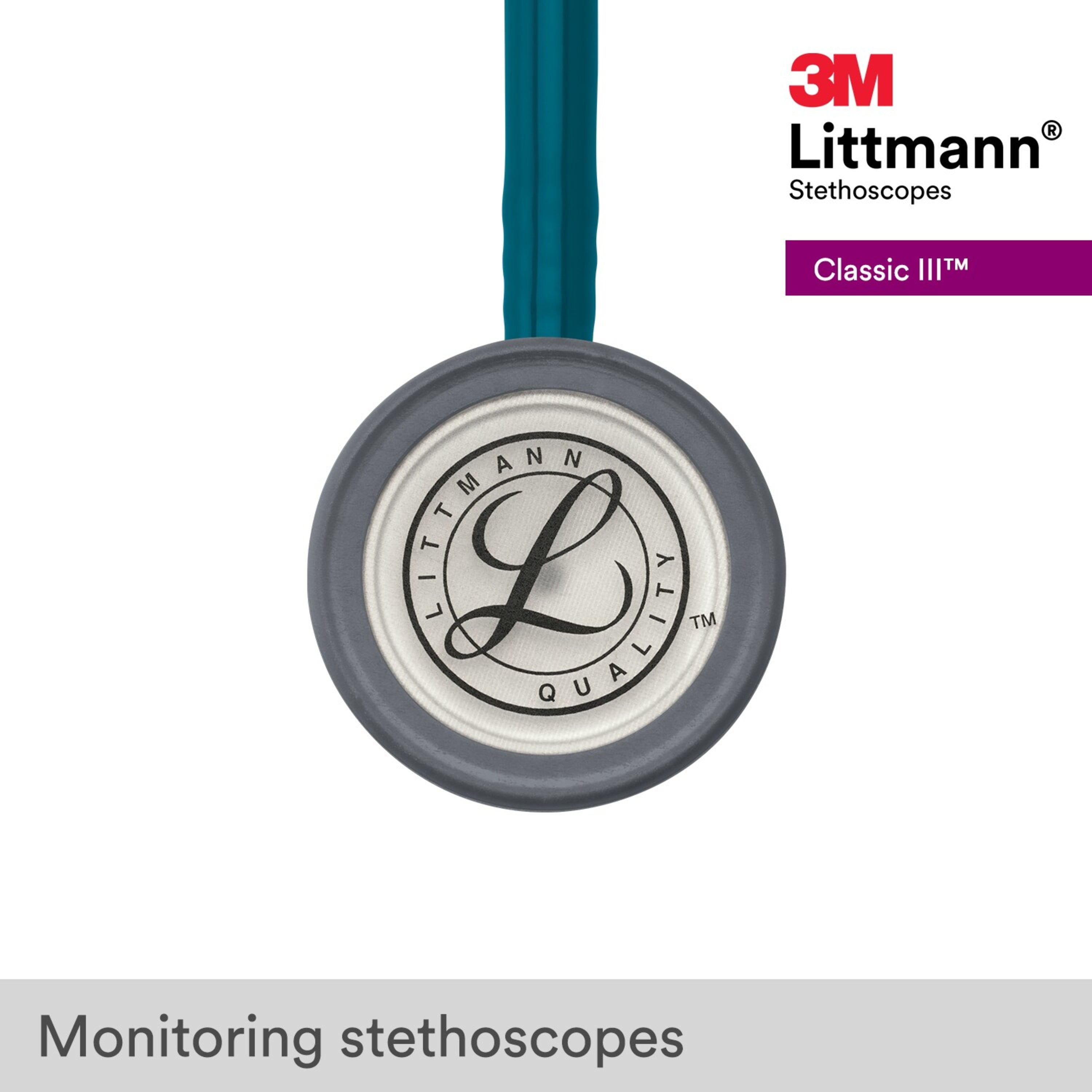 3M Littmann Classic III Stethoscope, Smoke-Finish, Black Tube, 27 inch, 5811