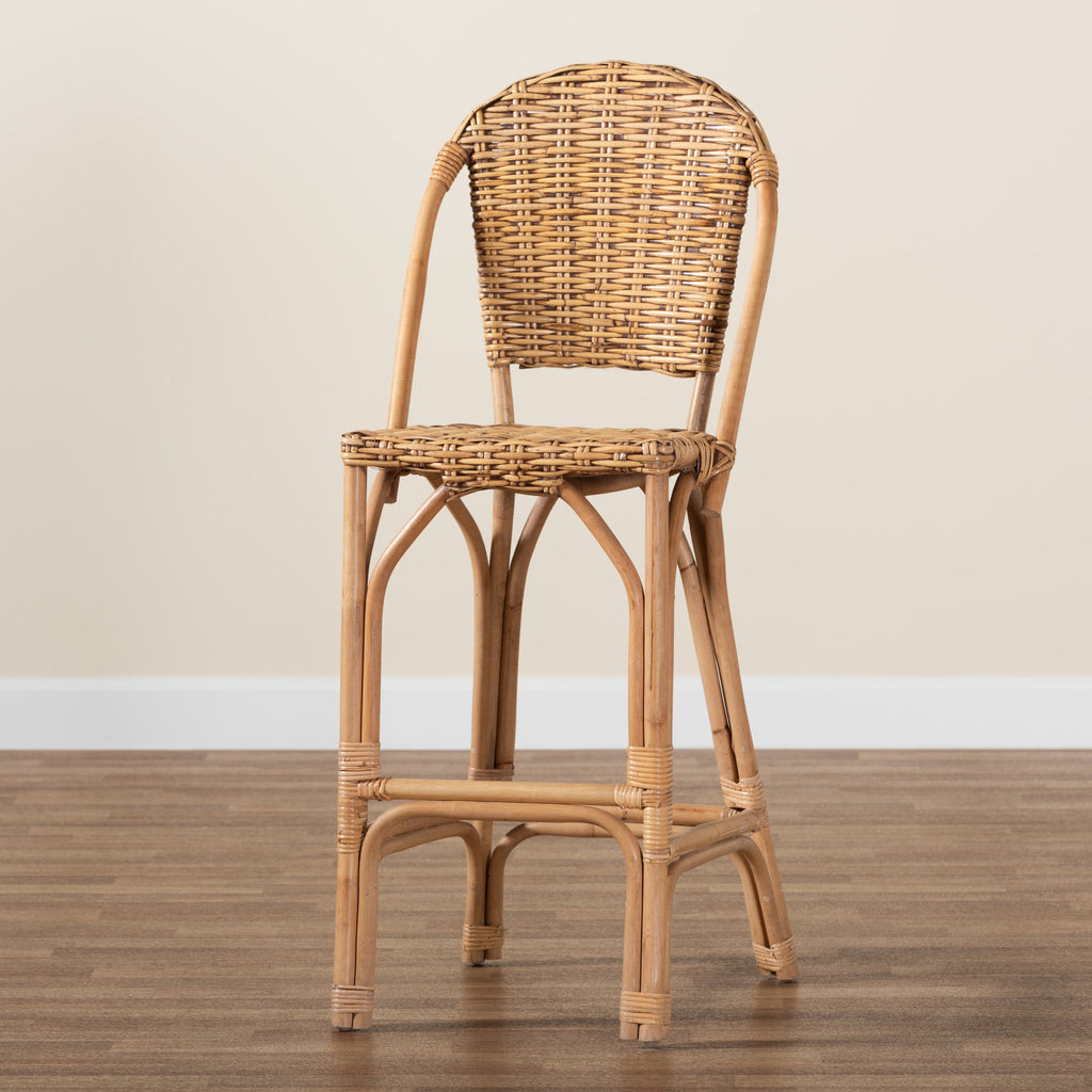 bali & pari Neola Rattan BOHO Bar Stool, Natural Brown