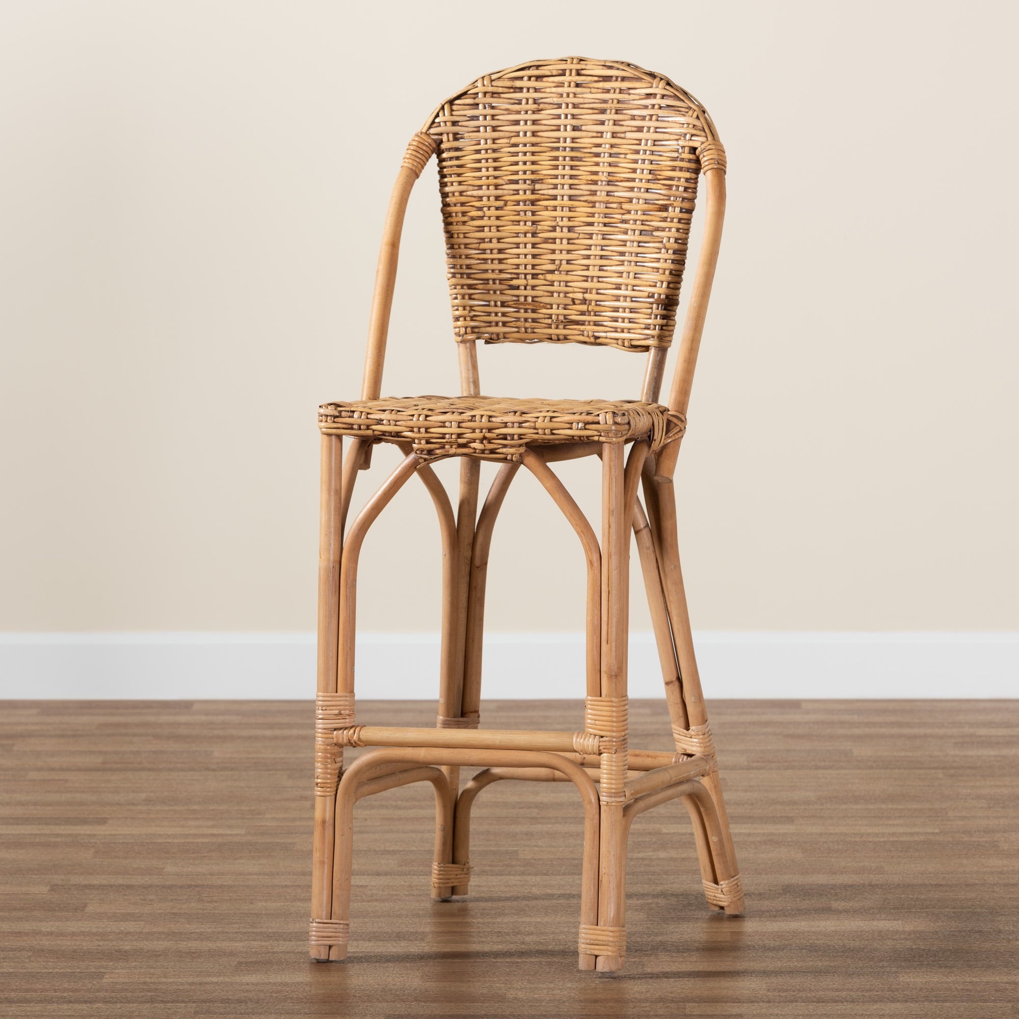 bali & pari Neola Rattan BOHO Bar Stool, Natural Brown
