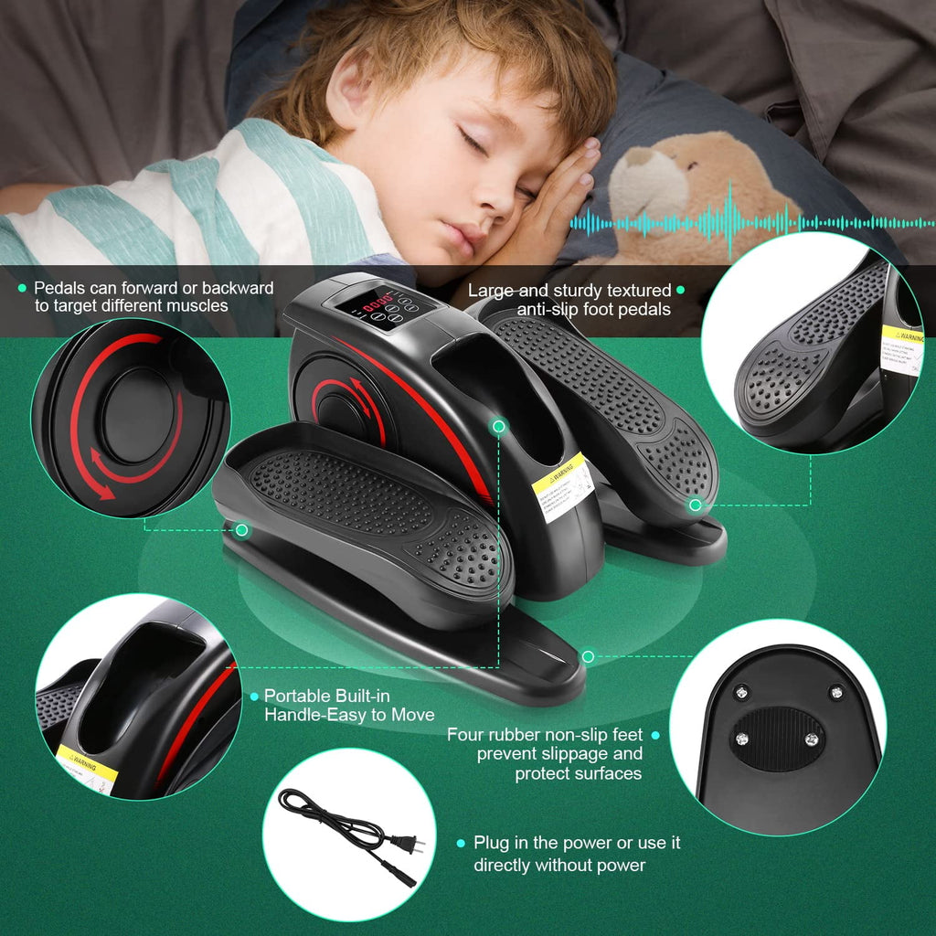 ANCHEER Under Desk Elliptical Machine Electric Seated Pedal Exerciser, Quiet & Compact Mini Elliptical Trainer with LCD Display Monitor and Remote Control, Home Office Leg Exerciser for Seniors,Adult