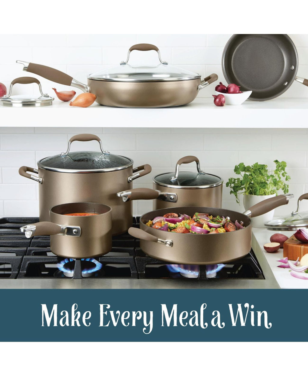 Anolon Advanced Home 11 Piece Hard-Anodized Nonstick Cookware Set, Onyx