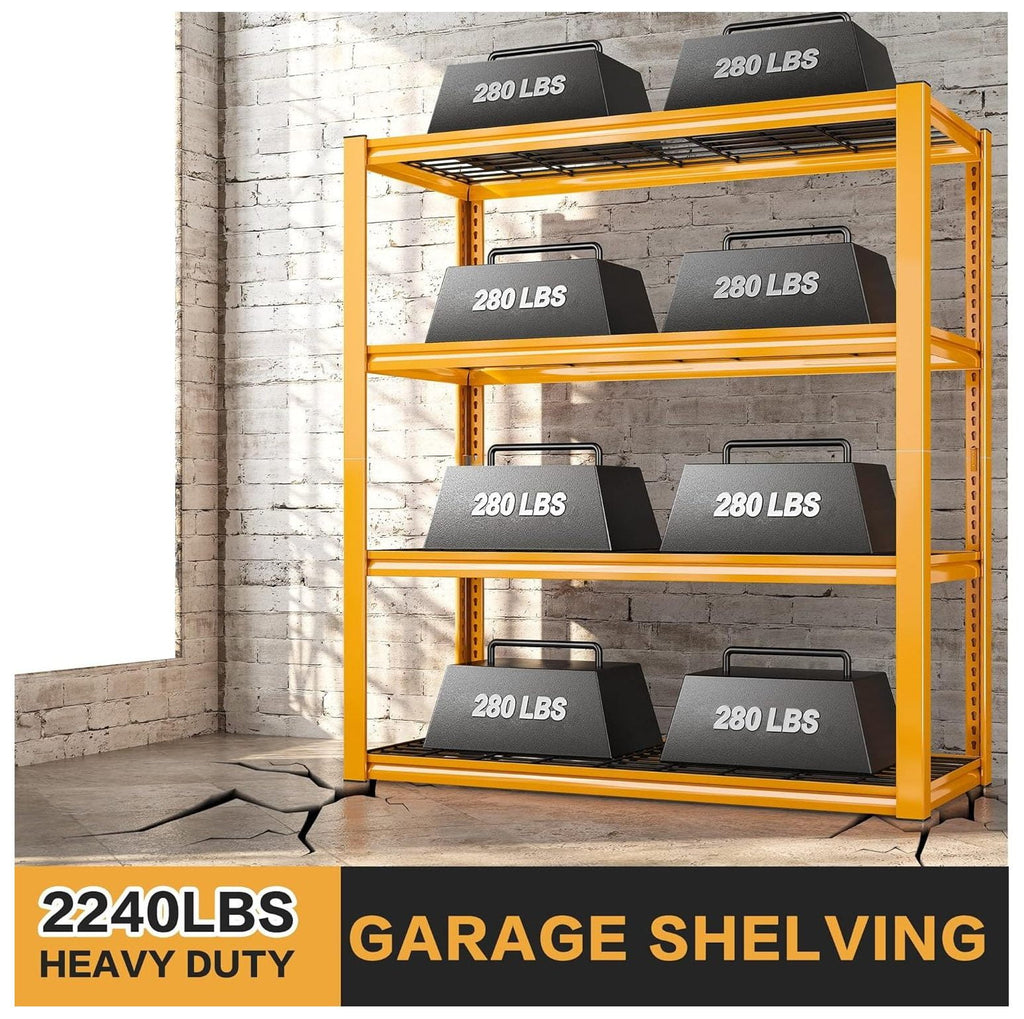 40"W Garage Shelving Heavy Duty Loads 2240LBS Garage Storage Shelves Heavy Duty Shelving 4-Tier Adjustable Metal Shelves for Storage Rack Industrial Shelving Utility Shelf,40"W X19.5"D X59.5"H