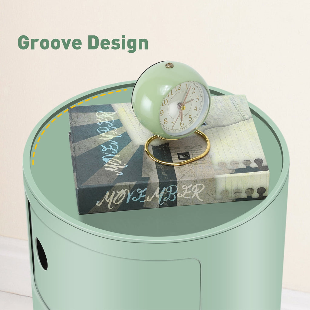 3 Drawer Sliding Barrel Modern Bedroom Nightstand, White