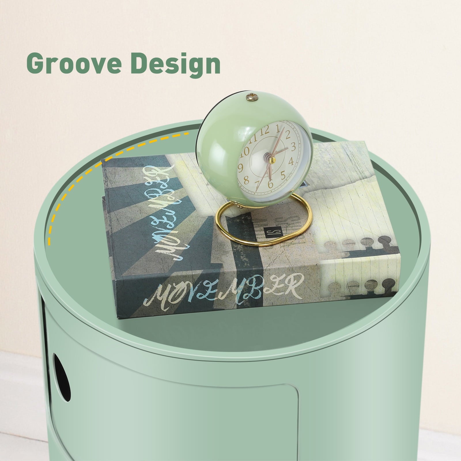 3 Drawer Sliding Barrel Modern Bedroom Nightstand, White