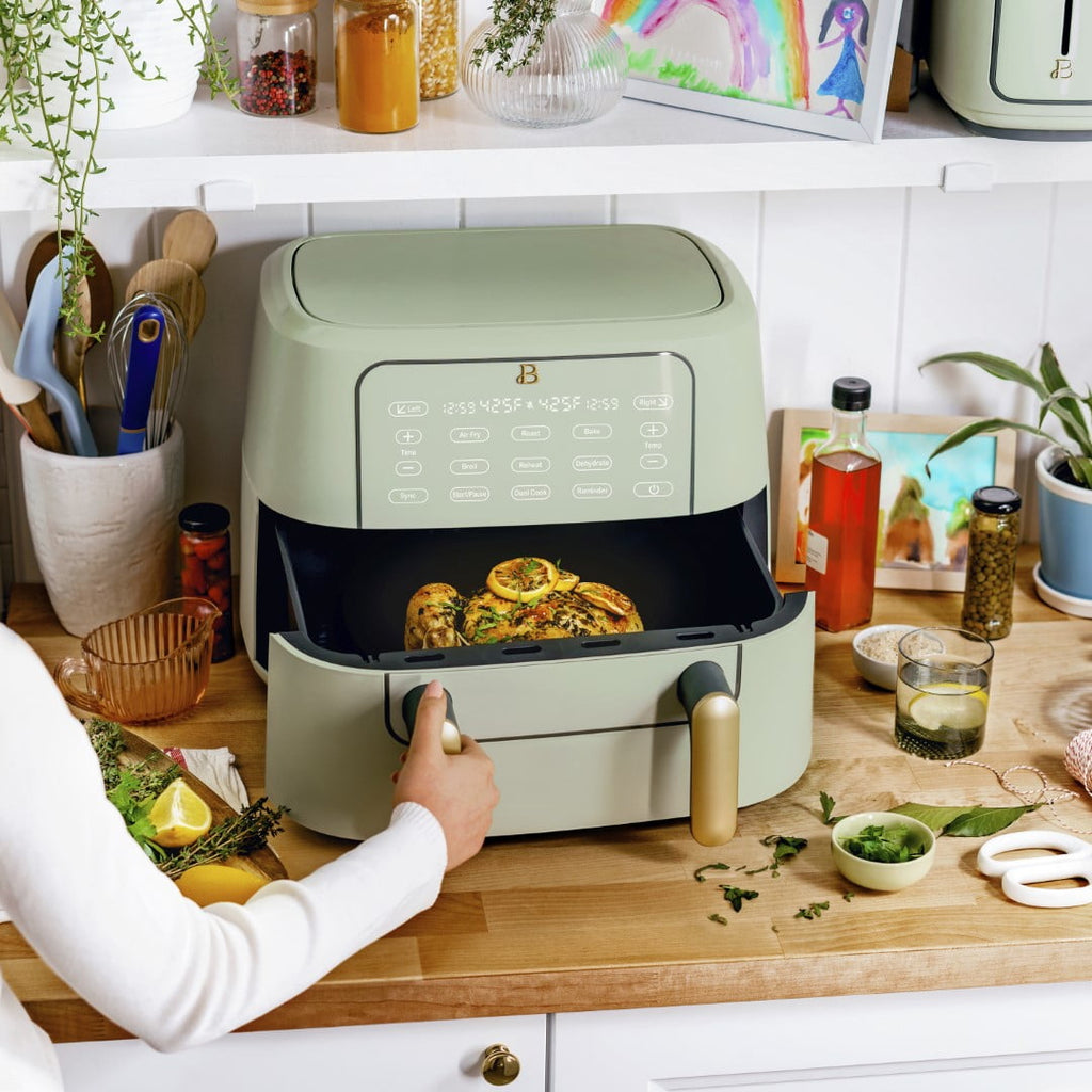 Beautiful 9 QT TriZone Air Fryer, White Icing by Drew Barrymore