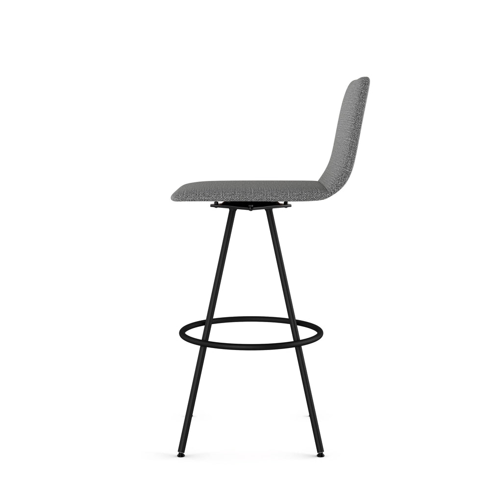 Amisco Dagmar 30 In. Swivel Bar Stool - Grey Woven Fabric / Black Metal