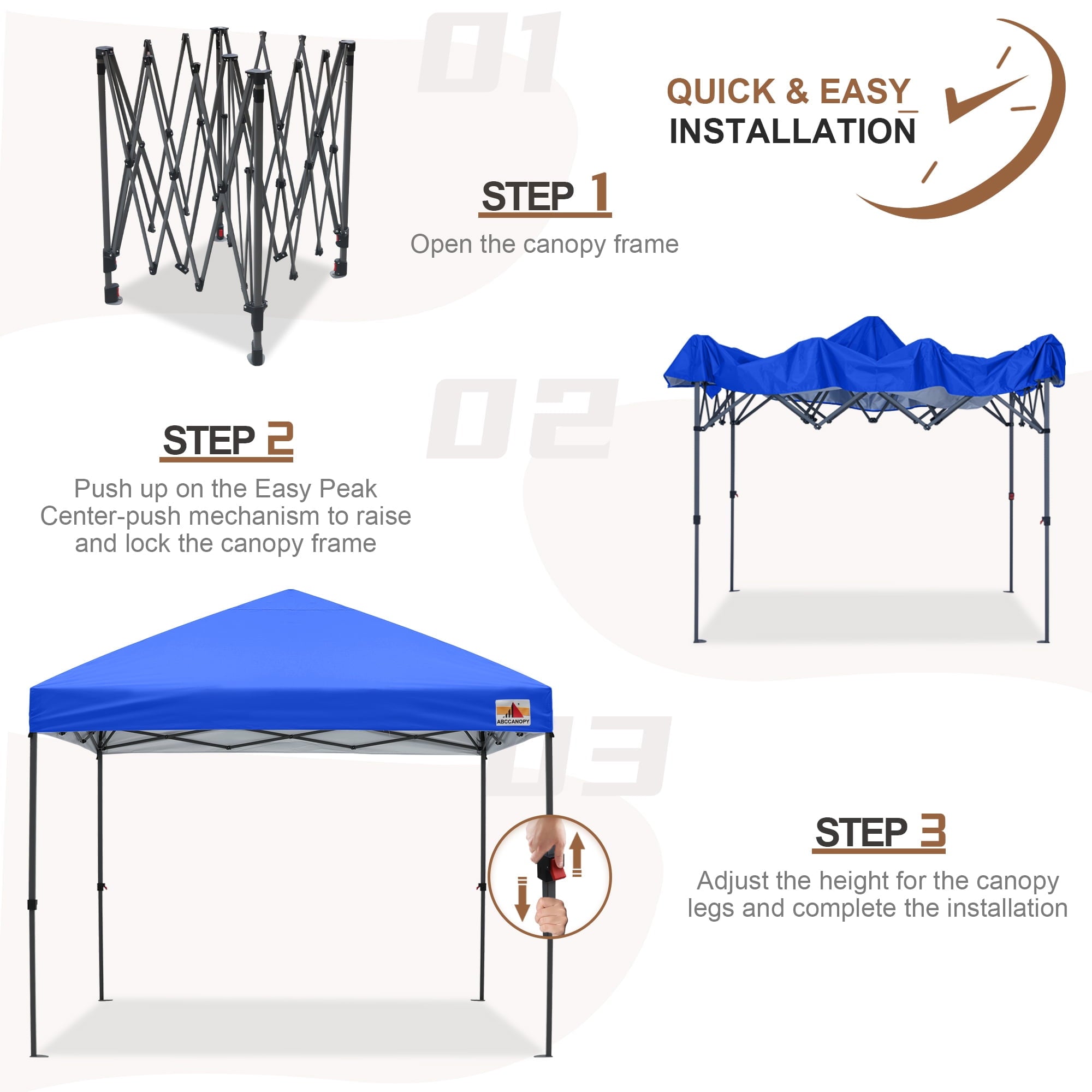 ABCCANOPY 10 ft x 10 ft Easy Pop up Outdoor Canopy Tent, White
