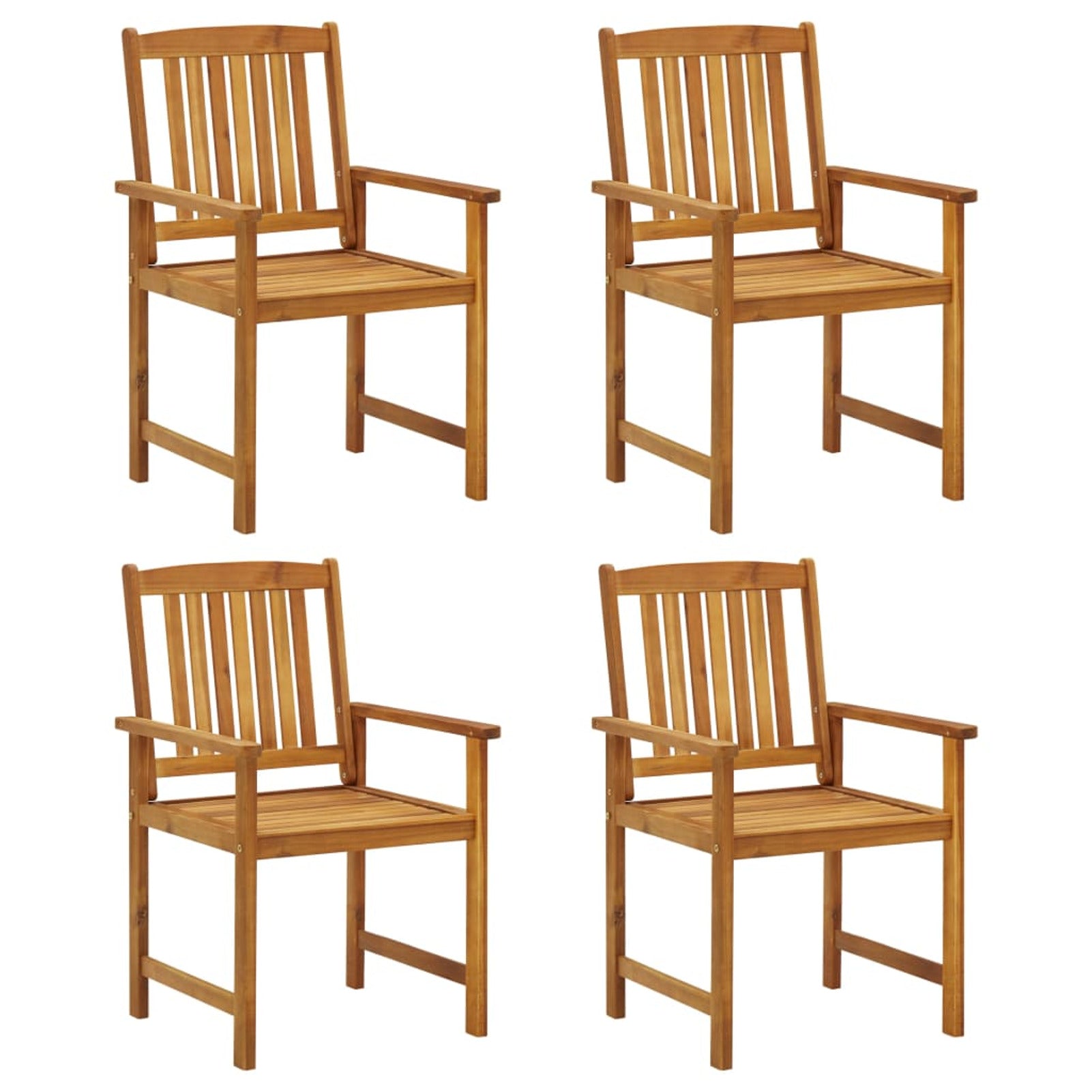 Anself 4 Piece Garden Chairs with Beige Cushion Acacia Wood Outdoor Dining Chair for Patio, Balcony, Backyard, Outdoor Furniture 24 x 22.4 x 36.2 Inches (W x D x H)