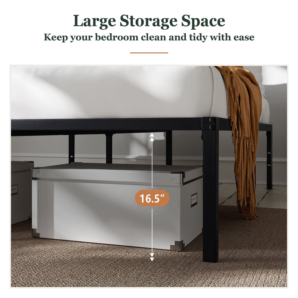 Amolife Heavy Duty Full Size Metal Platform Bed Frame with 16.5'' Large Under Bed Storage Space