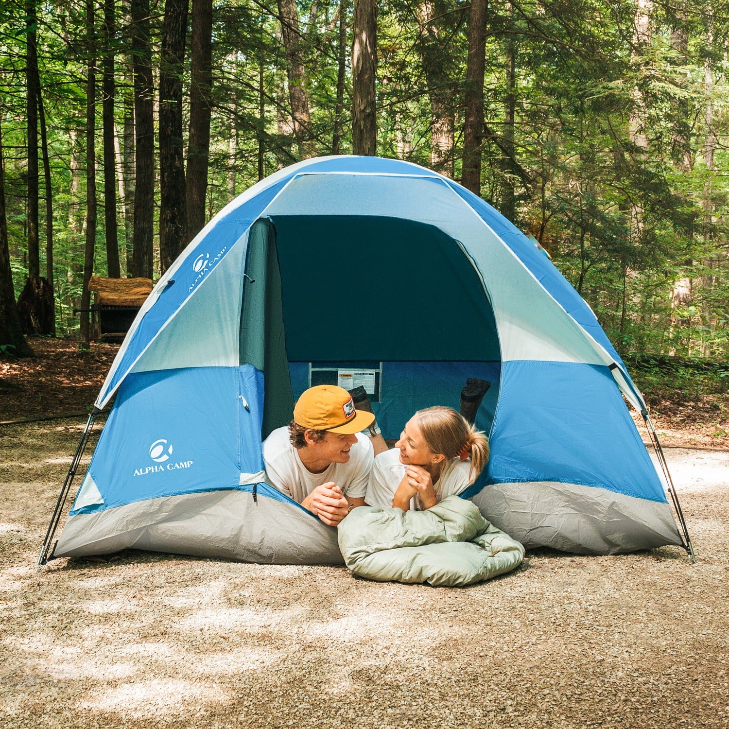 Alpha Camper 2-Person Camping Dome Tent Waterproof Portable Tent with Carry Bag, Blue