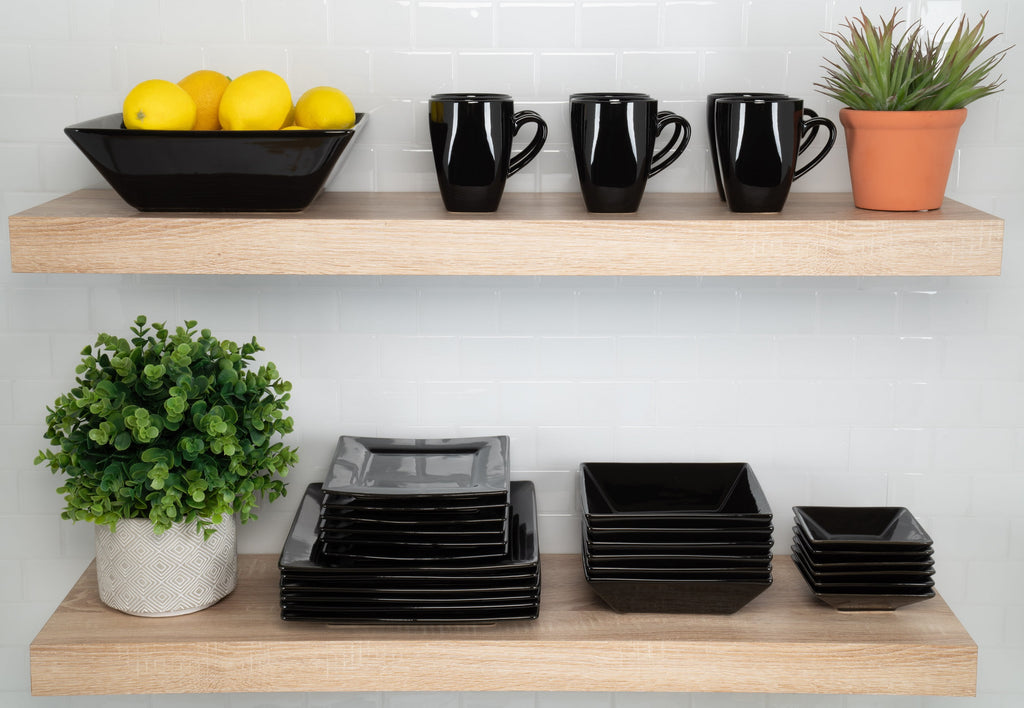 10 Strawberry Street Nova Square 40 Piece Stoneware Dinnerware Set, Gray