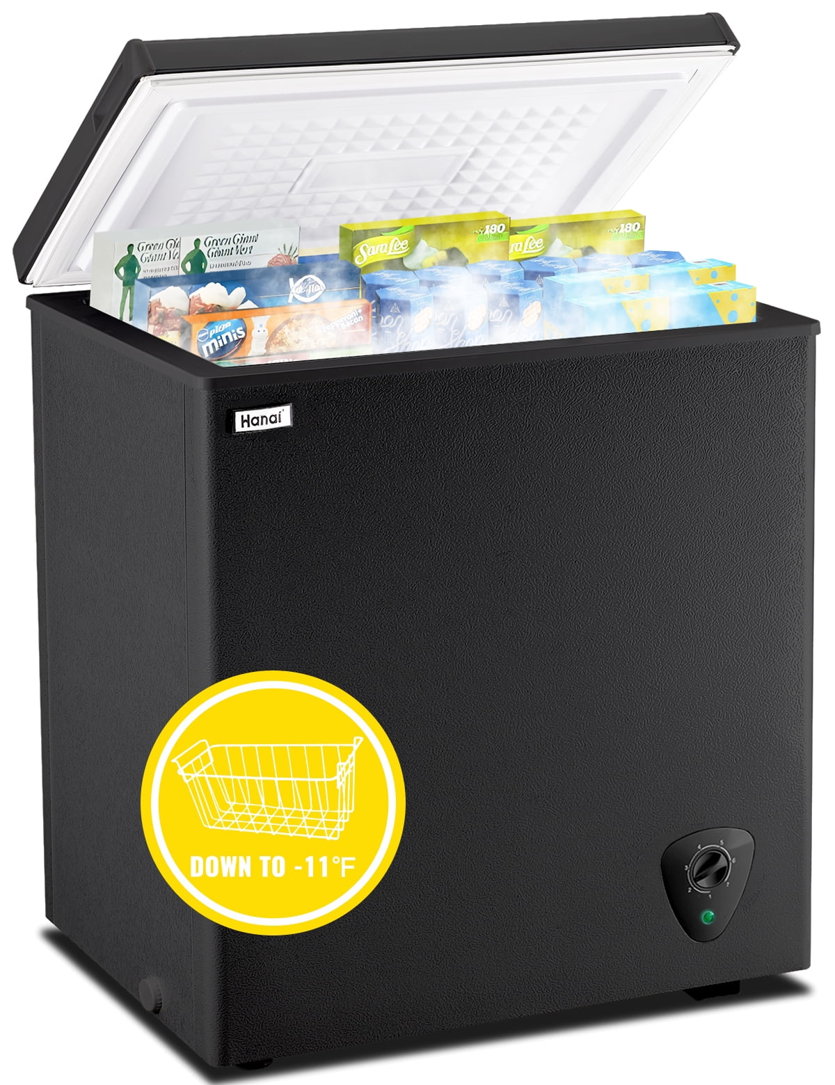 3.5 Cubic Feet Chest Freezer Small Deep Freezers with 7 Gears Temp Control Office Dorm Kitchen White