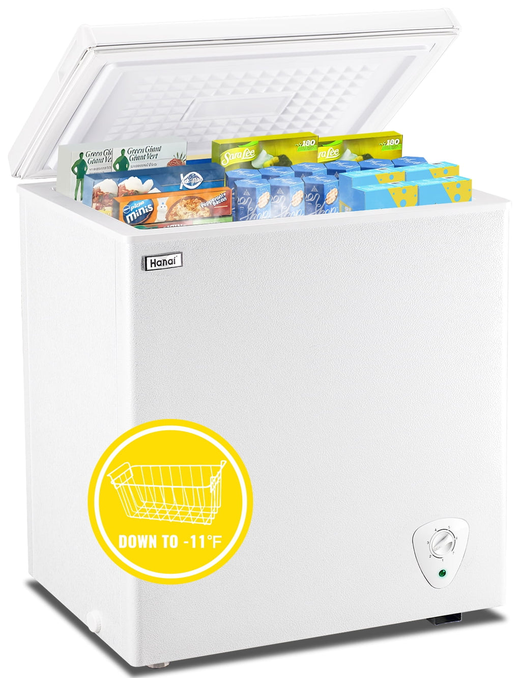 3.5 Cubic Feet Chest Freezer Small Deep Freezers with 7 Gears Temp Control Office Dorm Kitchen White