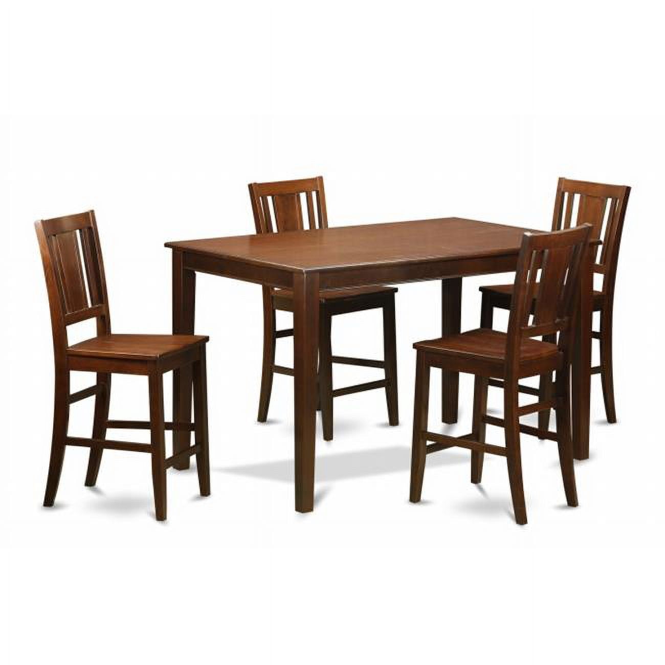 5 Piece Counter Height Table Set-Pub Table and 4 Counter Height Chair - Mahogany
