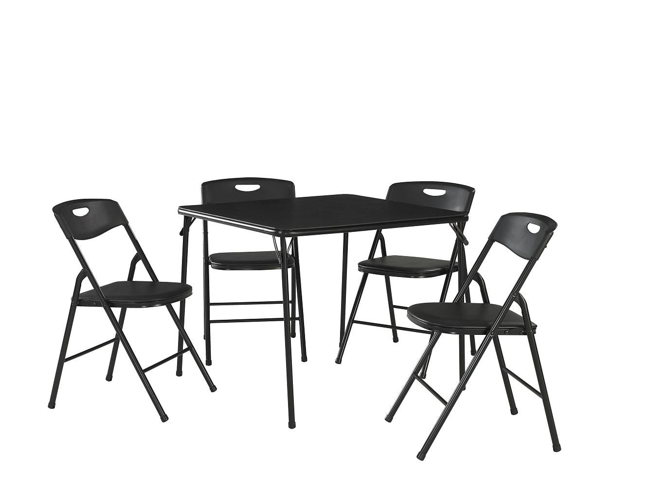 5 Piece Folding Table and Chair Set Steel Frame Black