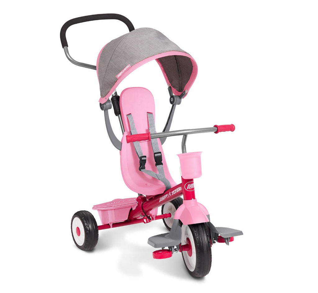 4-in-1 Stroll 'N Trike with Activity Tray Pink