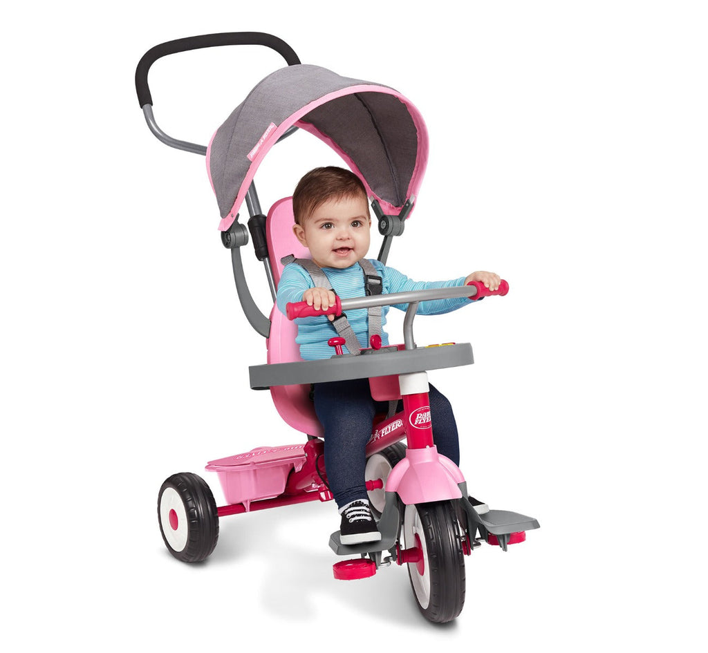 4-in-1 Stroll 'N Trike with Activity Tray Pink