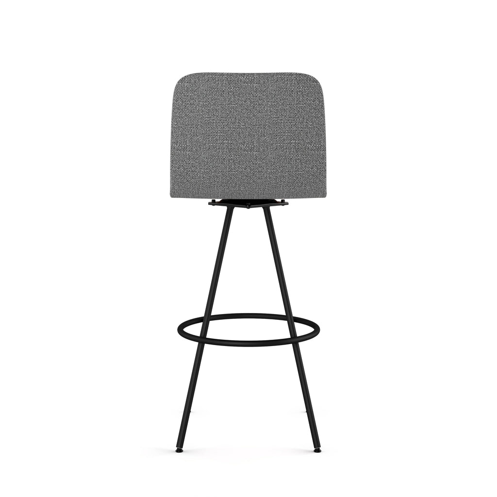 Amisco Dagmar 30 In. Swivel Bar Stool - Grey Woven Fabric / Black Metal