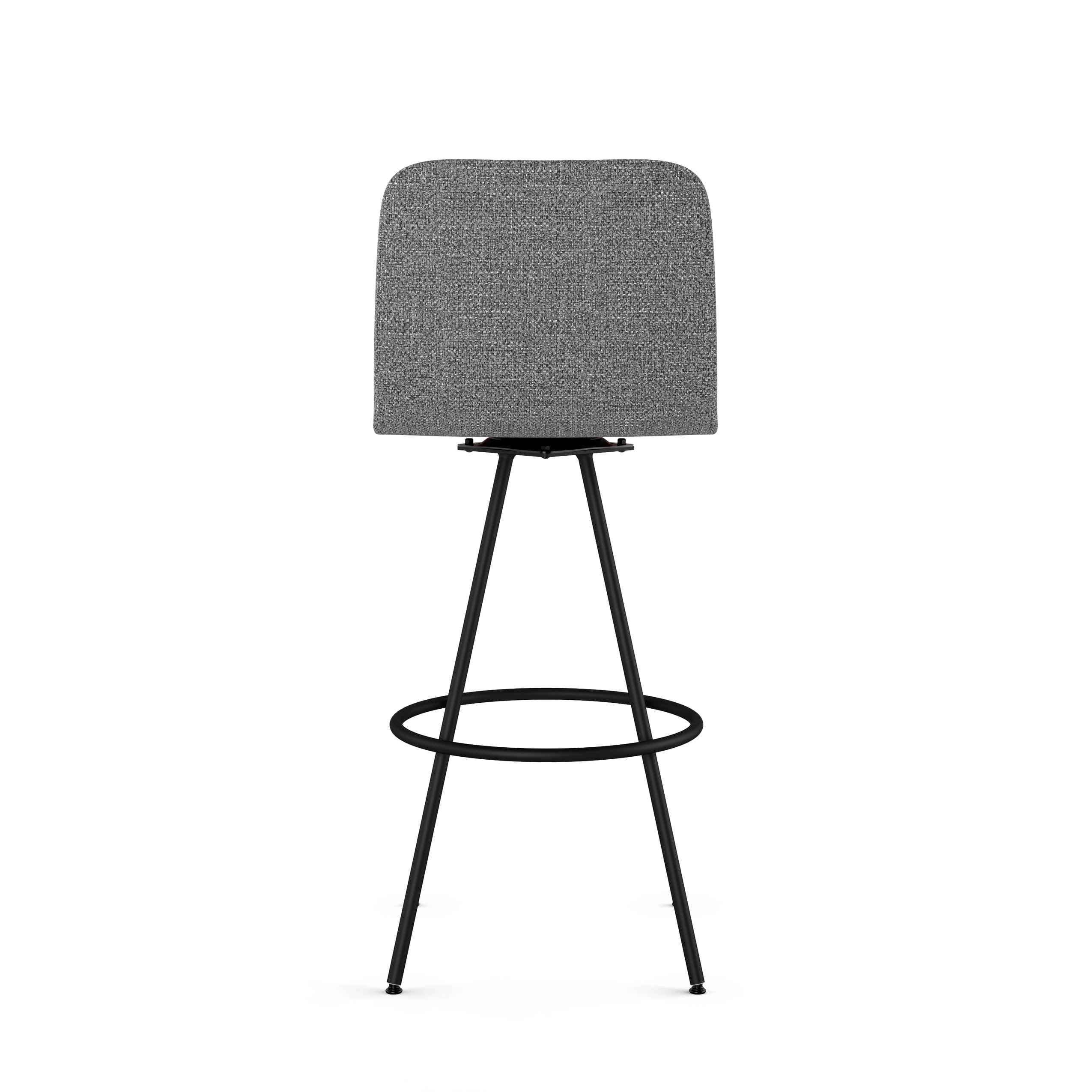 Amisco Dagmar 30 In. Swivel Bar Stool - Grey Woven Fabric / Black Metal