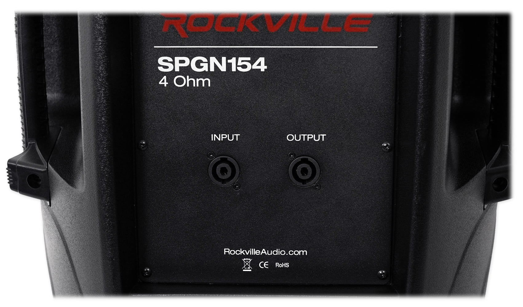 (2) Rockville SPGN154 15" 1600W DJ PA Speakers+Powered 4-Ch. Mixer+Stands+Cables
