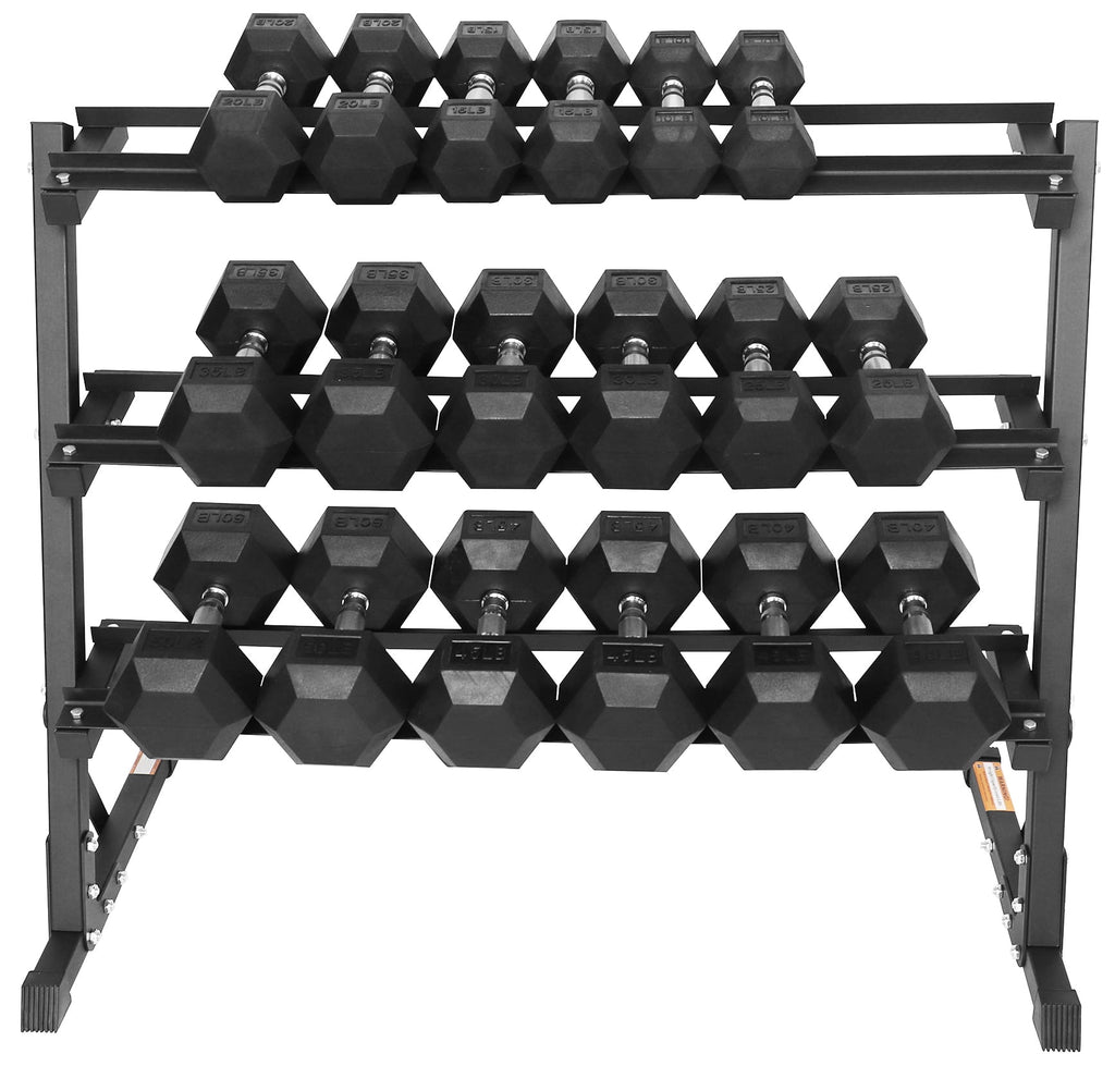 BalanceFrom 100LB Rubber Coated Hex Dumbbell Weight Set with A-Frame Rack, 5-20 lbs Pairs