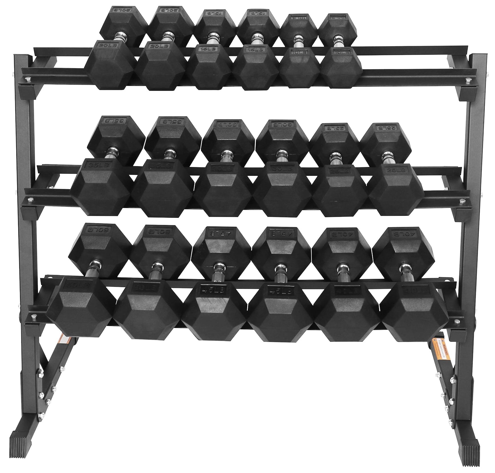 BalanceFrom 100LB Rubber Coated Hex Dumbbell Weight Set with A-Frame Rack, 5-20 lbs Pairs