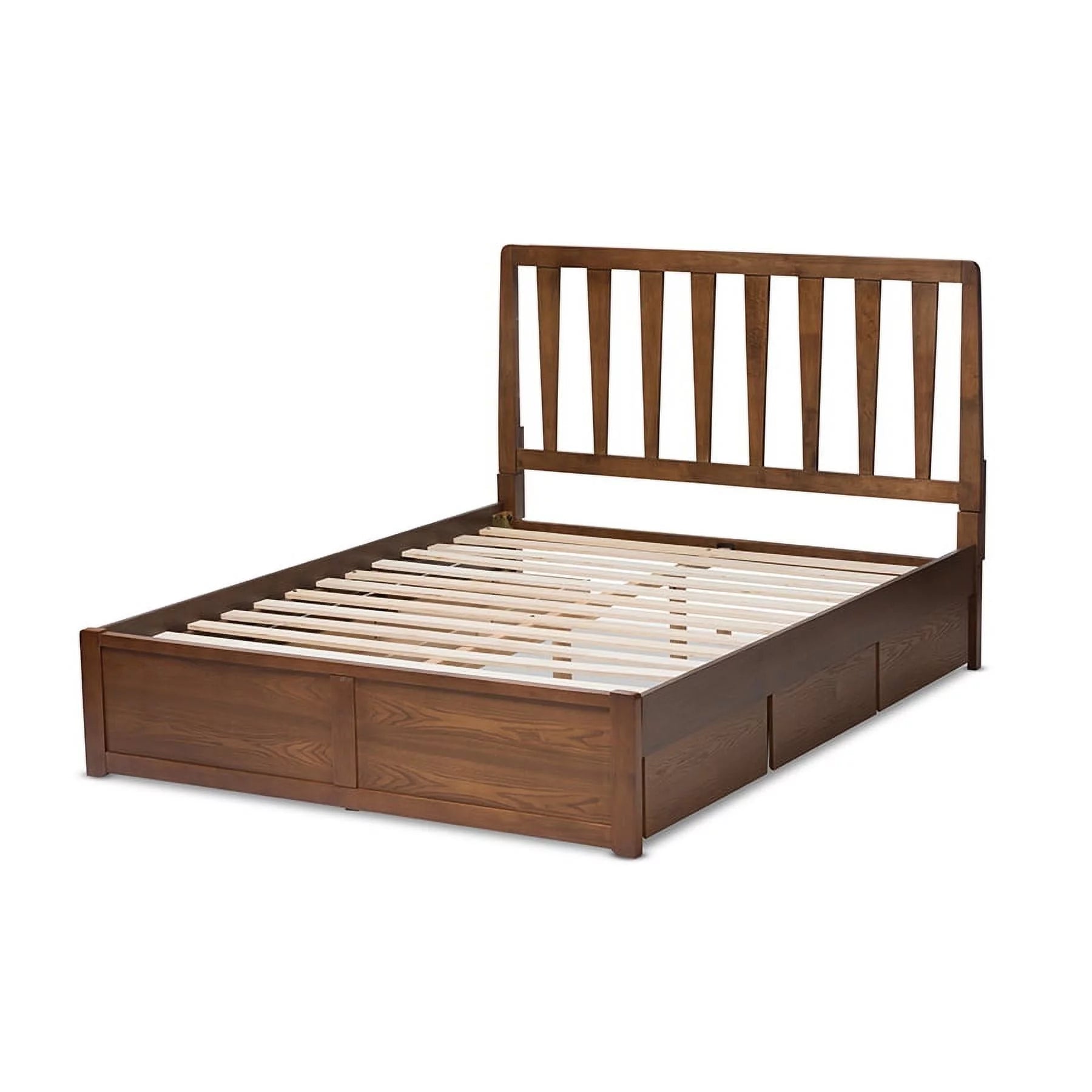 Baxton Studio Raurey Modern and Contemporary Walnut Finished Queen Size Storage Platform Bed